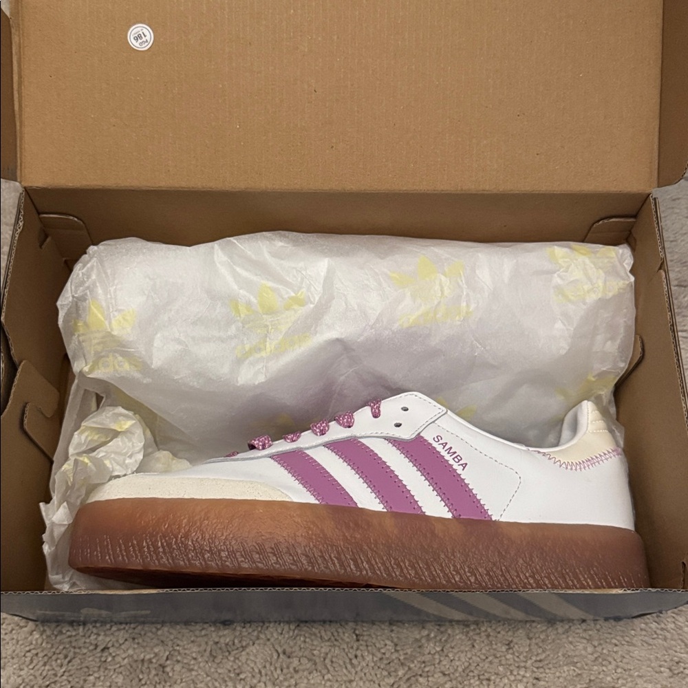 Adidas Samba White and Purple Shoes NWT size 8.5